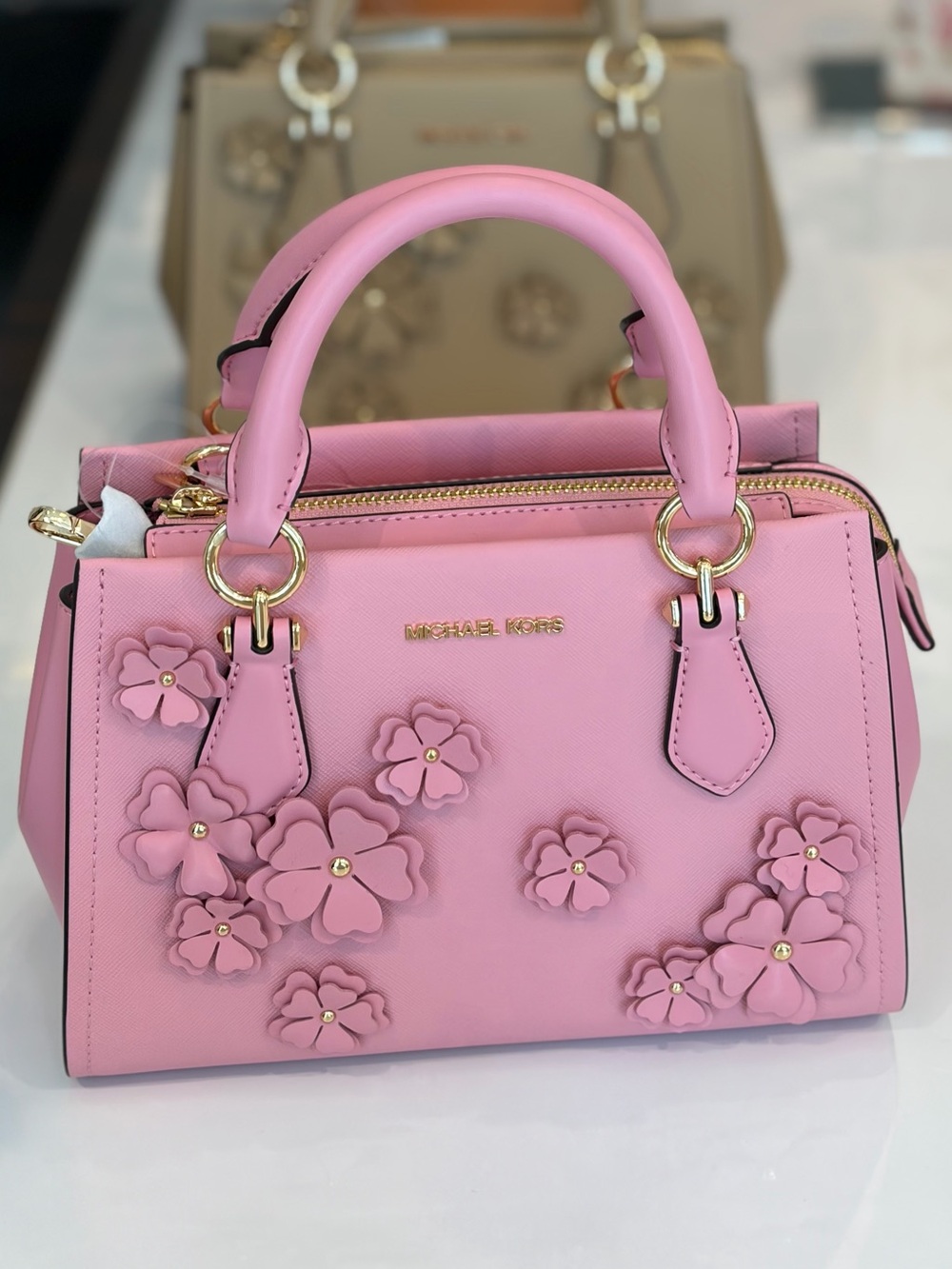 MICHAEL KORS  Marilyn Small Floral Embellished Satchel Carnation